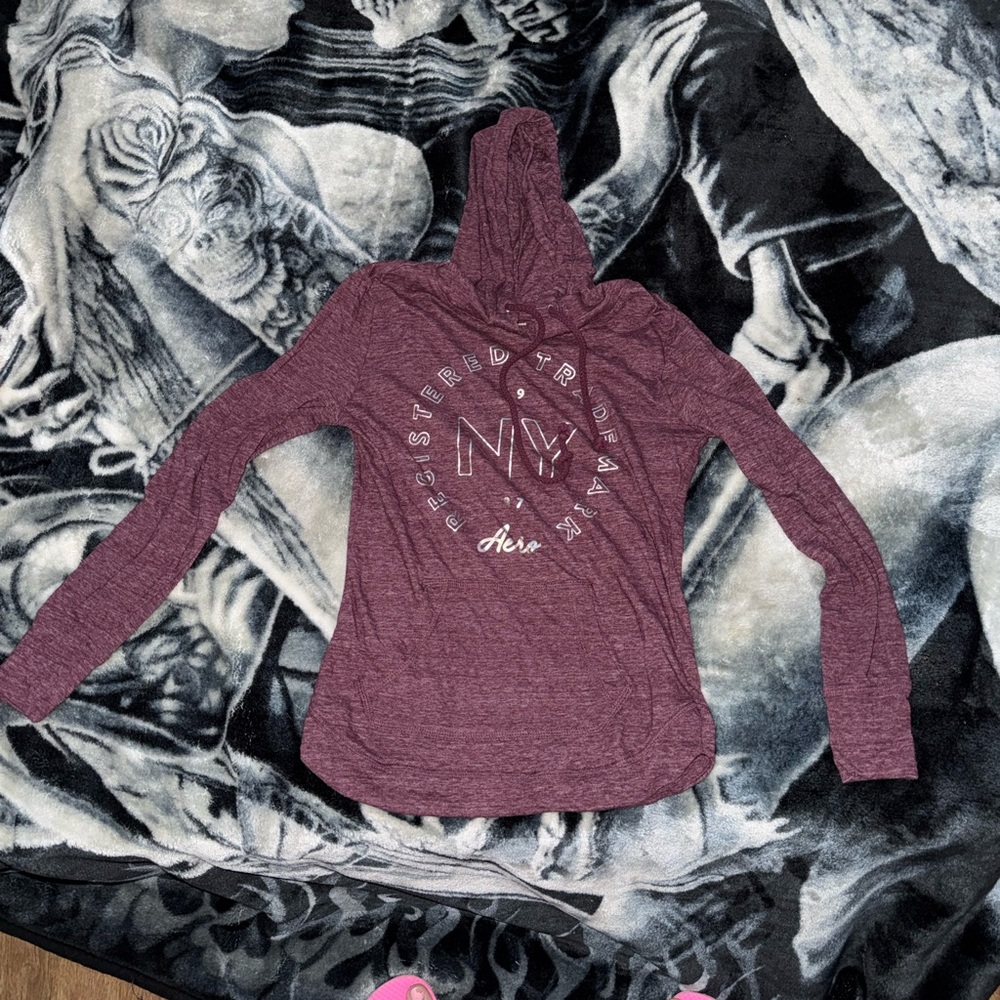 Aeropostale Burgundy Graphic Hoodie